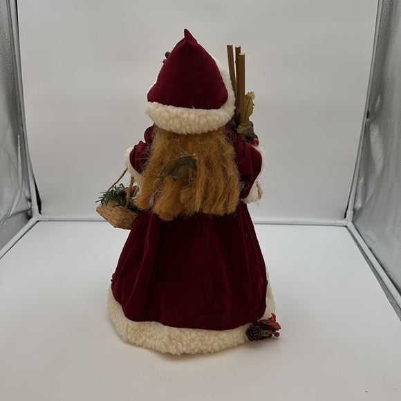 Christmas Tree Table Topper Santa Old World Nature Red Velvet Cape Green Body - Picture 3 of 16